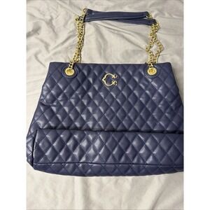 Women's C Wonder Samson Tote Navy Blue W/ Gold Chain Straps